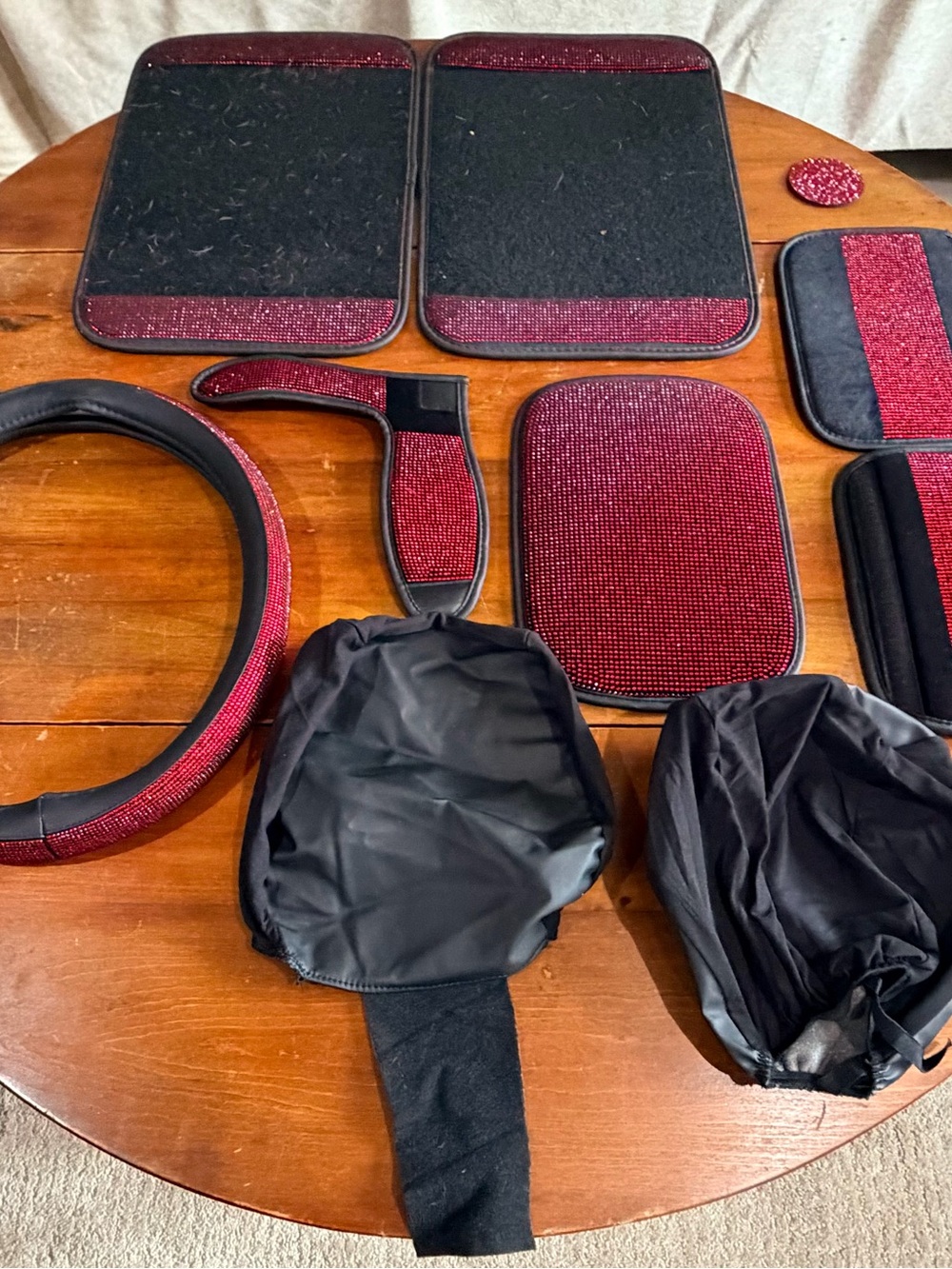 Red Crystal & Black Car Interior Accessory Set